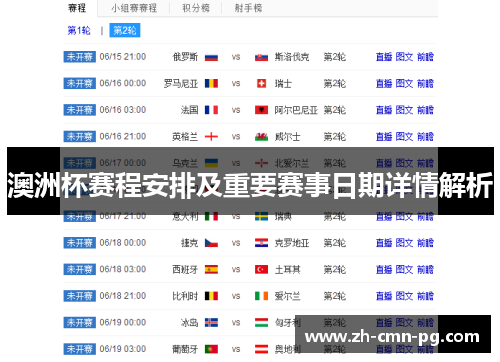 澳洲杯赛程安排及重要赛事日期详情解析